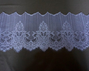 Denim Blue Chantilly Lace Trim: Scalloped Edge, 140cm Length