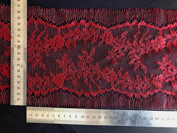 Burgundy Red French Chantilly Lace – Solstiss Leavers Lace