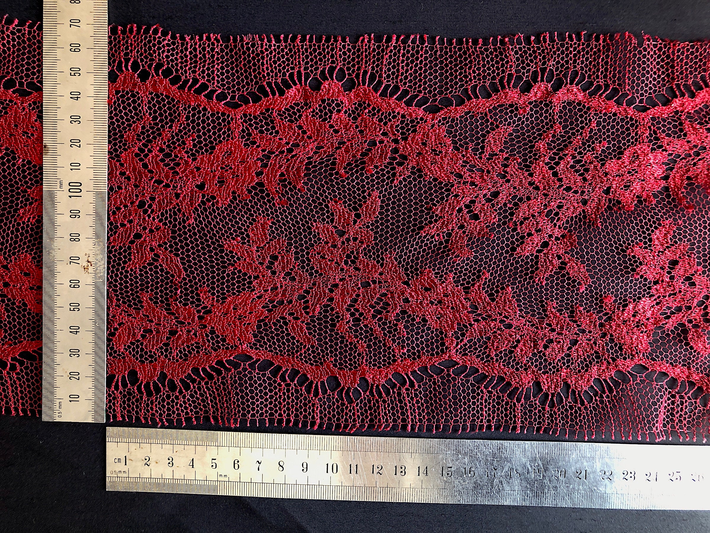 Burgundy Red French Chantilly Lace – Solstiss Leavers Lace