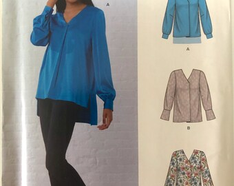 New Look 6637 Top Sewing Pattern, Sizes 8-20, Easy V-Neck Blouse (Factory Folded)