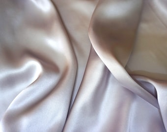 Pale Lavender Silk Satin 100% Natural Mulberry Silk, Italian Ex-Designer Stock Fabric For Fashion Garments & Lingerie Pastel Purple