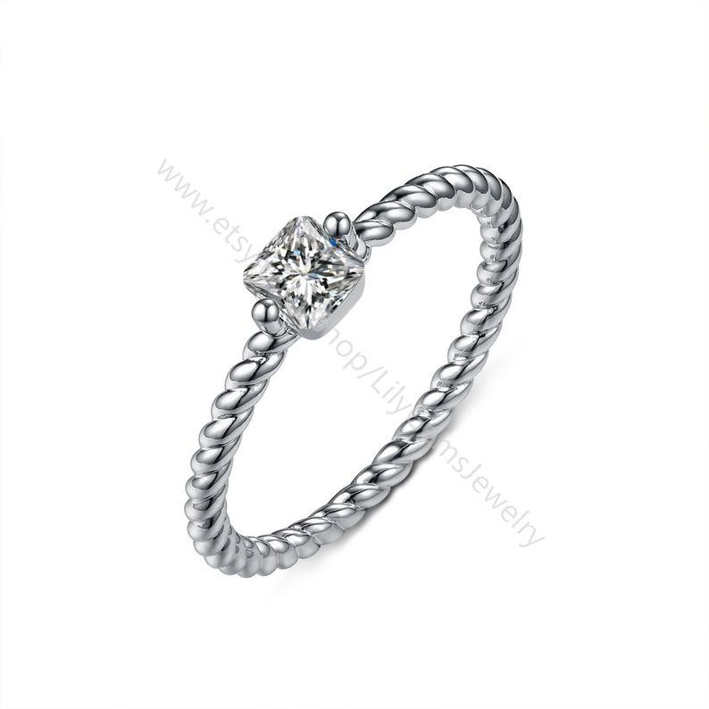 Stackable Ring Skinny Ring,Anniversary Gift L502 cubic zircon jewelry Simple Ring Thin Square CZ Ring white gold plated Simple CZ Ring