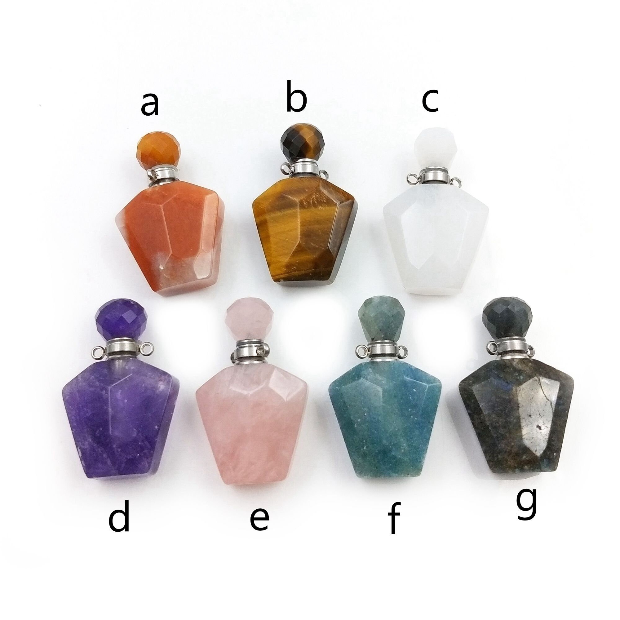 Natural Crystal Stone Perfume Bottle Pendant Healing Gemstone Etsy