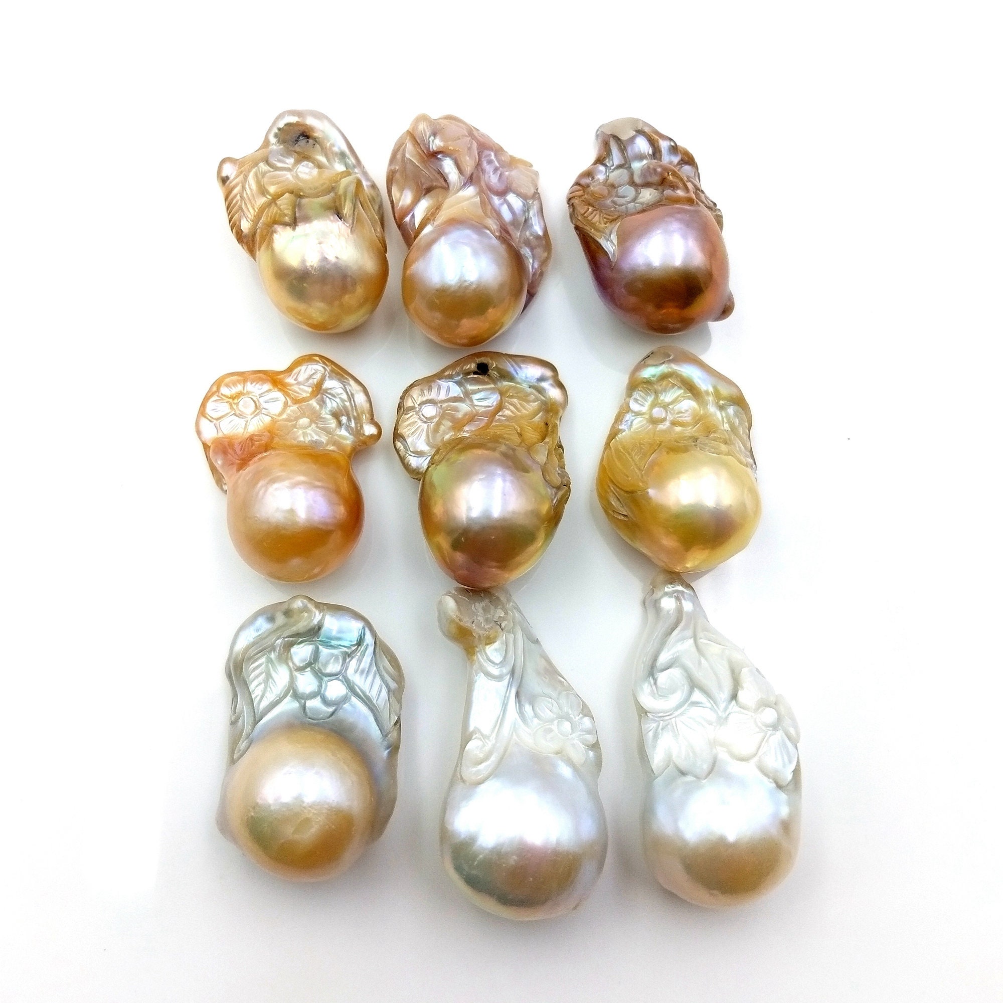 Natural Large Baroque Pearls Hand Carved Baroque Pearl for Etsy