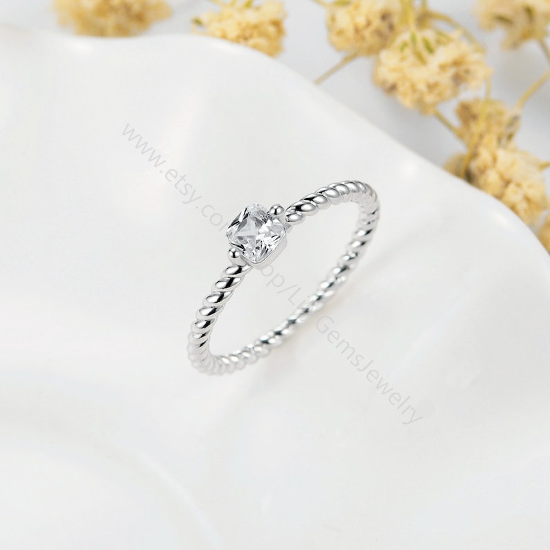 Stackable Ring Skinny Ring,Anniversary Gift L502 cubic zircon jewelry Simple Ring Thin Square CZ Ring white gold plated Simple CZ Ring