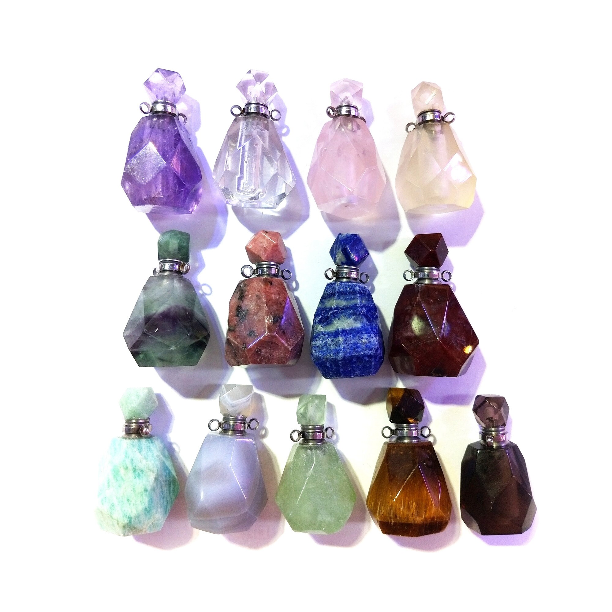 Natural gemstone Essential Oil Diffuser quartz Perfume Bottle Etsy