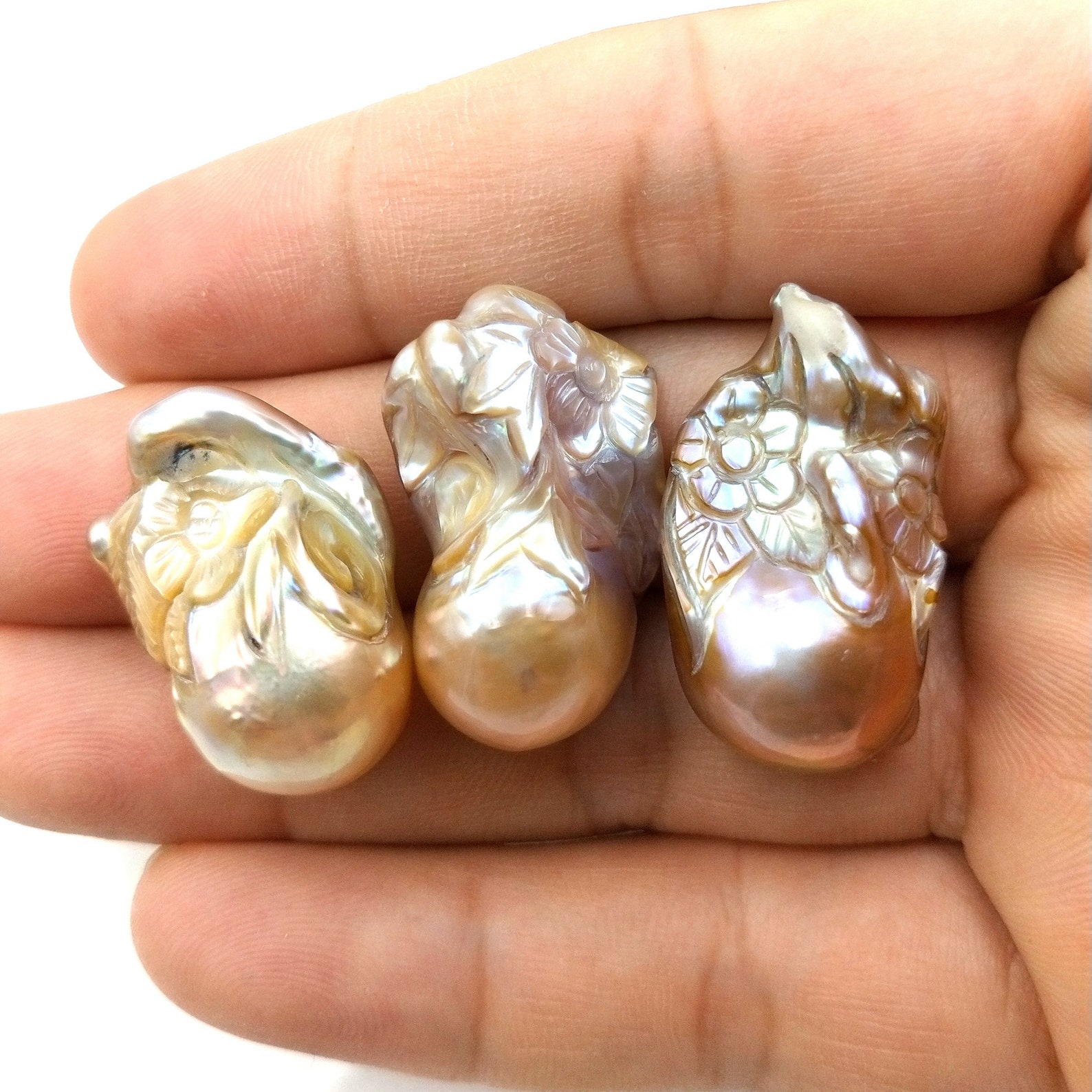 Natural large baroque pearls hand carved baroque pearl for Etsy