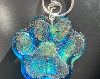 Cremation Keepsake/Dog or cat paw print keychain or keepsake/ Pet Cremation ashes in resin/keepsake keychain/beloved pet memorial