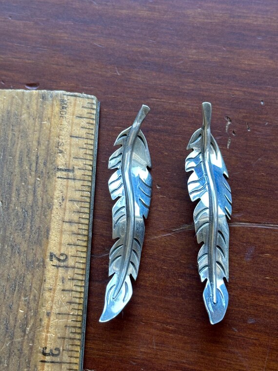 Pair of Sterling Silver Feather Pins From the Delgarito Shop