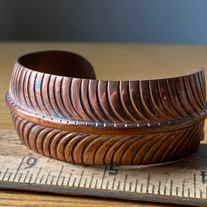 Brazalete con plumas de cobre estilo navajo vintage intrincado de Ben Begaye