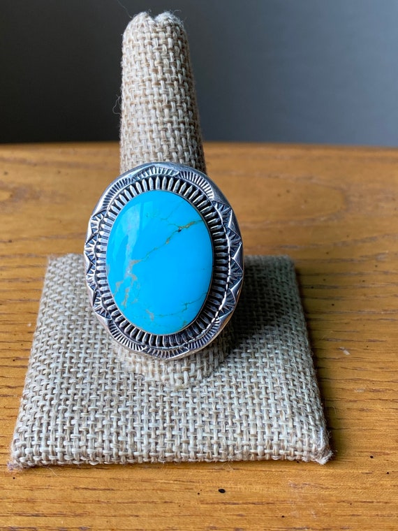 Exceptional, Large Navajo Turquoise Ring by Eddy C