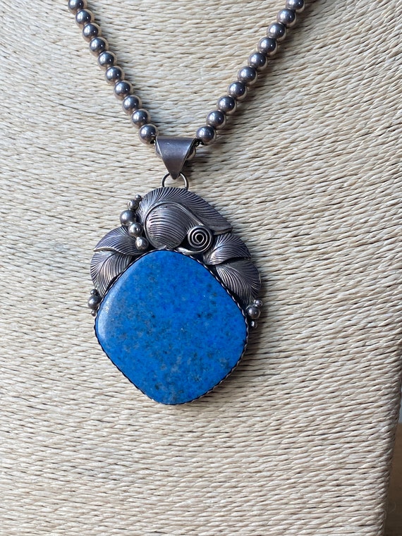 Pristine Denim Lapis & Sterling Silver Navajo Pend