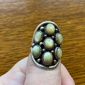 Vintage Navajo Multi-stone Ring with Mother of Pearl, Size 9.25