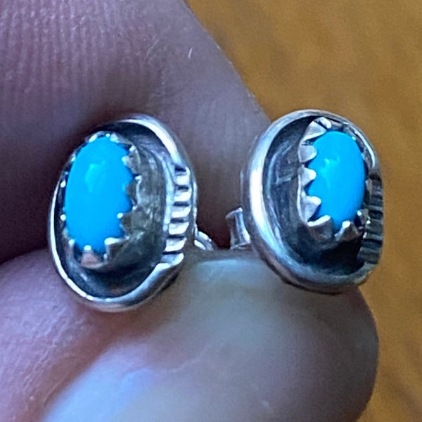 Bell Trading Style Sleeping Beauty Turquoise Stud Earrings, Navajo