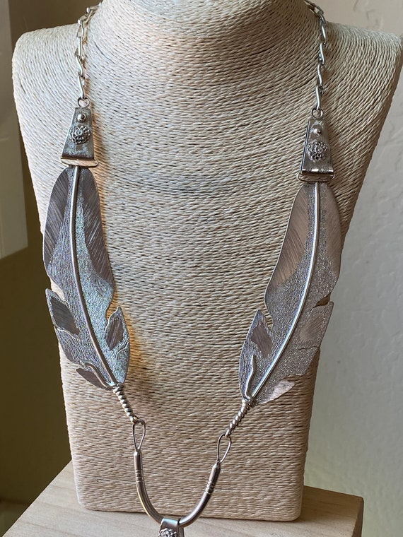 Large & beautiful vintage sterling silver feather… - image 10