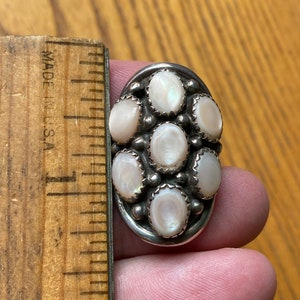 Vintage Navajo Multi-stone Ring with Mother of Pearl, Size 8.75