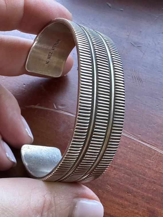 Minimalist Navajo sterling silver cuff bracelet by