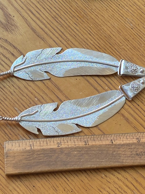 Large & beautiful vintage sterling silver feather… - image 4