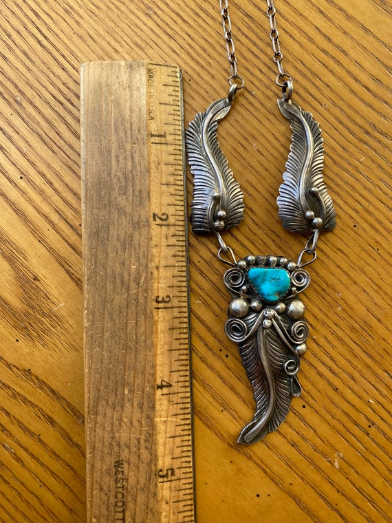 Vintage Navajo Sterling Silver and Turquoise Foli… - image 4