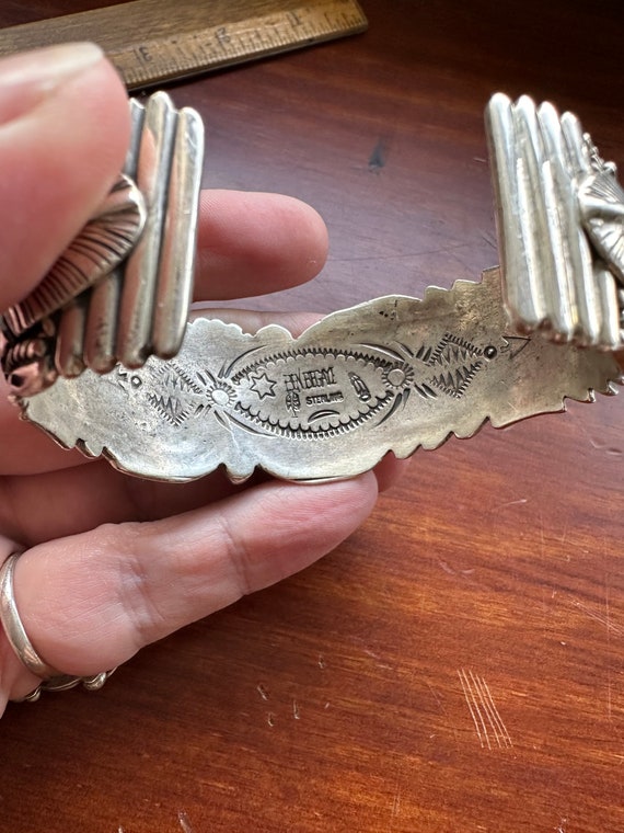 Elaborate Vintage Sterling Silver Navajo feather … - image 10