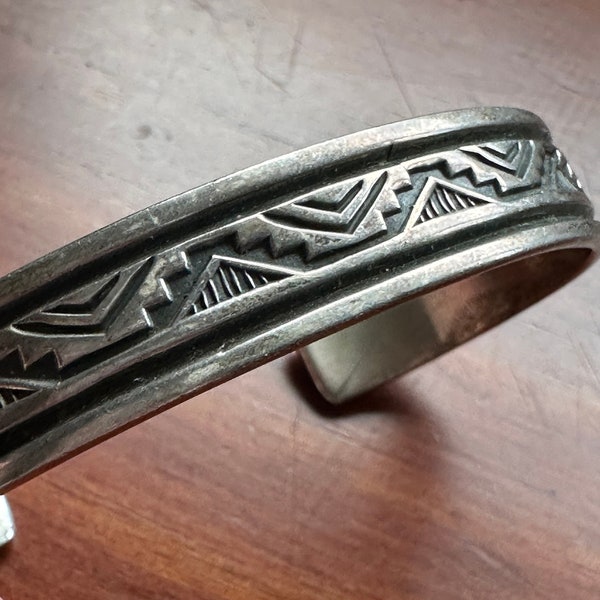 Vintage Troy Laner, Navajo, Sterling silver Overlay Cuff Bracelet