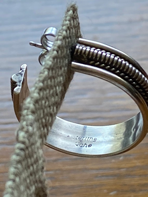 Vintage Navajo sterling silver coil detail hoop e… - image 6