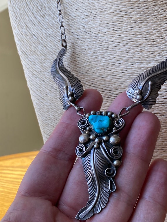 Vintage Navajo Sterling Silver and Turquoise Foli… - image 3