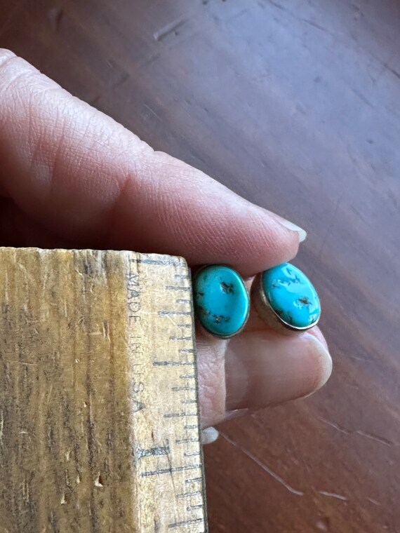 Vintage Navajo Turquoise sky blue stud earrings - image 9
