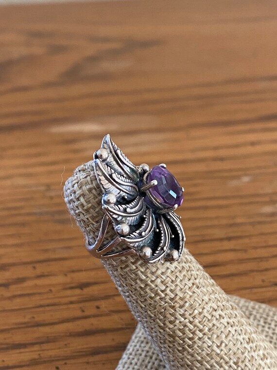Square Amethyst Sterling Silver Ring – Delicate Bohemian Ring, Size 8, Gift Box Included