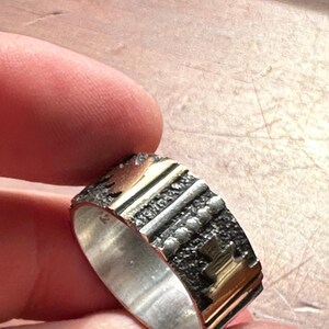 Vintage Navajo Sterling Silver & Brass cigar band ring — unworn stock from 1980’s — 11.5