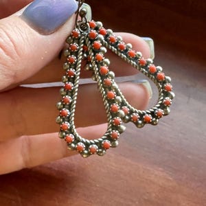 Vintage Zuni multi-stone Coral Dangle Earrings