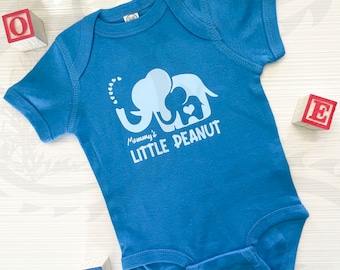 Mommy's Little Peanut-Cute Baby Bodysuit-Elephant Baby Outfit-Safari Animals-Baby Shower Gift-New Baby Gift-Unisex Baby Clothes