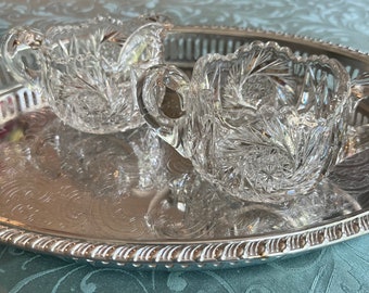 American Brilliant Cut Glass Creamer and Sugar Set ~ Serving Dishes