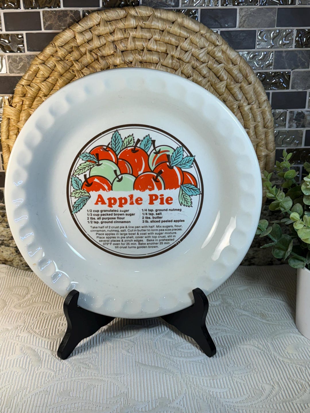 Vintage Apple Pie Plate Pie Recipe Pie Pan Sunnycraft Pie