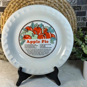 Vintage Apple Pie Plate ~ Pie Recipe Pie Pan ~ Sunnycraft Pie Plates with Recipes