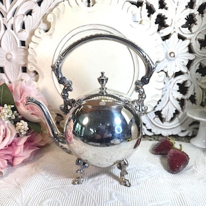 Vintage Silver Plate Teapot: Ornate Non-Functioning Decor