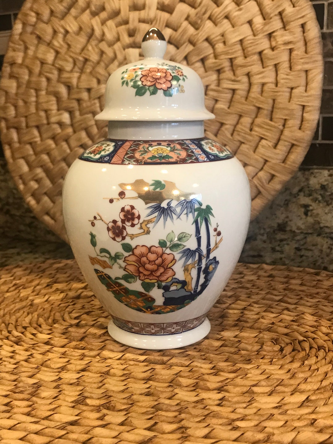 Imari Ginger Jar Oriental Design Urn Etsy