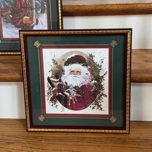Vintage Framed Christmas Santa Artwork ~ Christmas Artwork ~ Old World Santa Picture ~ Christmas Wall Art