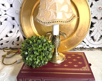 Mini Bell Lamp Shade: Gold Cream Furry Texture Clip-On
