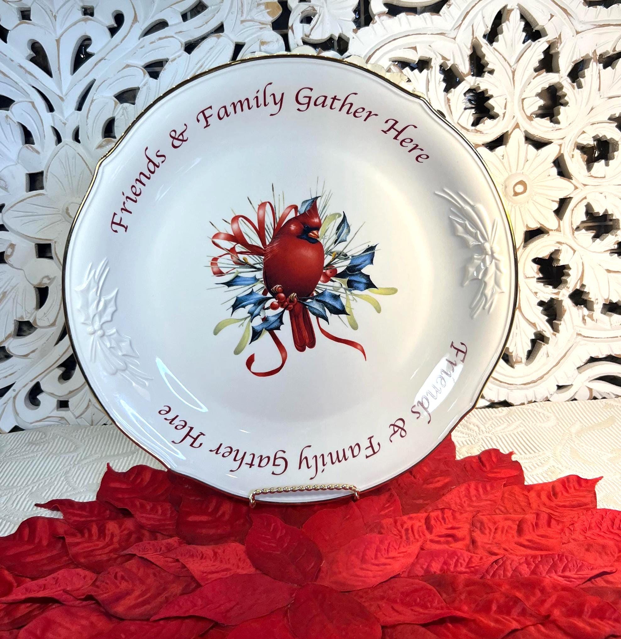 Lenox Winter Greetings Large Serving Platter ~ Lenox Red Cardinal