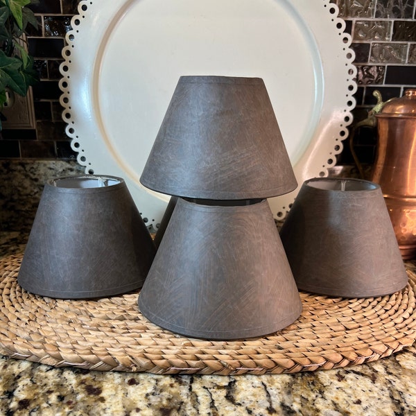 Mini Lamp Shades ~ Clip-on Mini Lamp Shades ~ Brown Paper Chandelier Shades