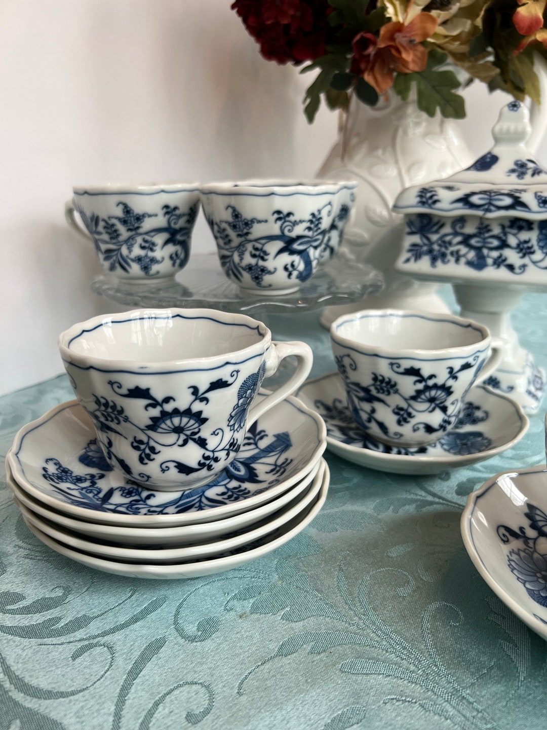 Blue Danube Coffee Cups & Saucers Japan, Blue Onion Teacups Dishes Etsy