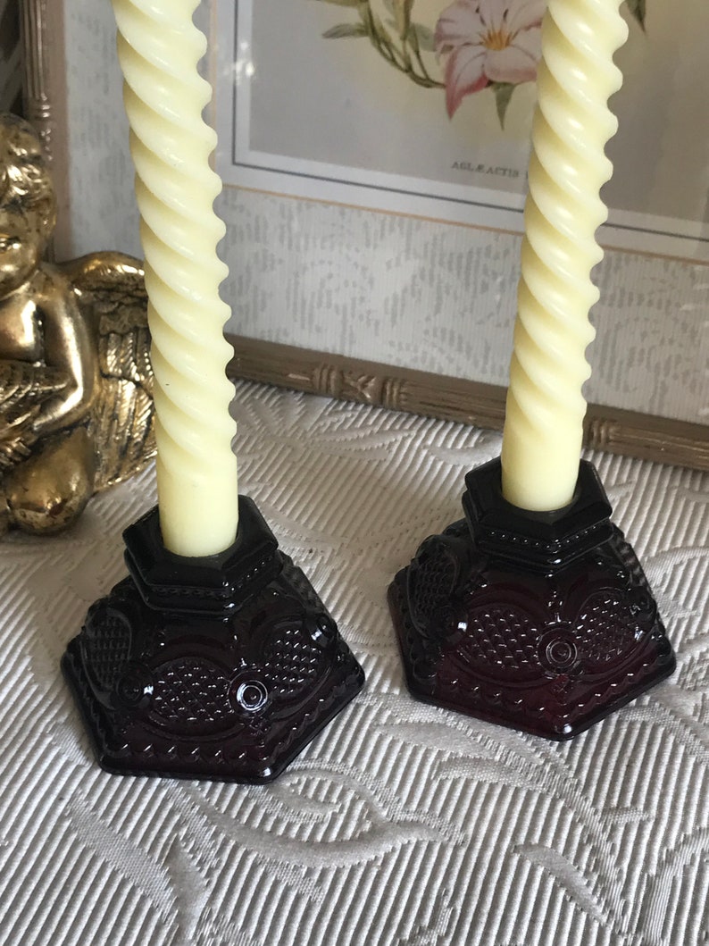 Vintage Avon Cape Cod Ruby Candle Holders Etsy