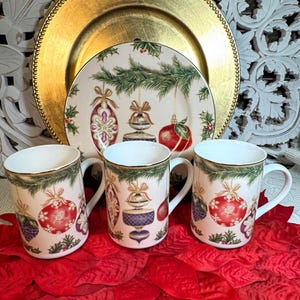 Christmas Ornament Coffee Mugs - American Atelier Set of 3