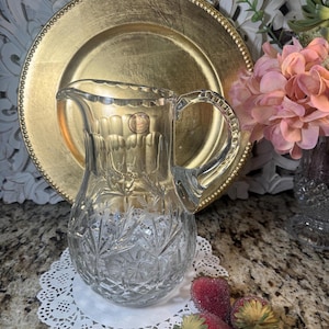 Vintage Lead Capri Crystal Pitcher ~ Made in Poland by Crystal Clear Industries ~ Hand cut Crystal Pitcher Jug