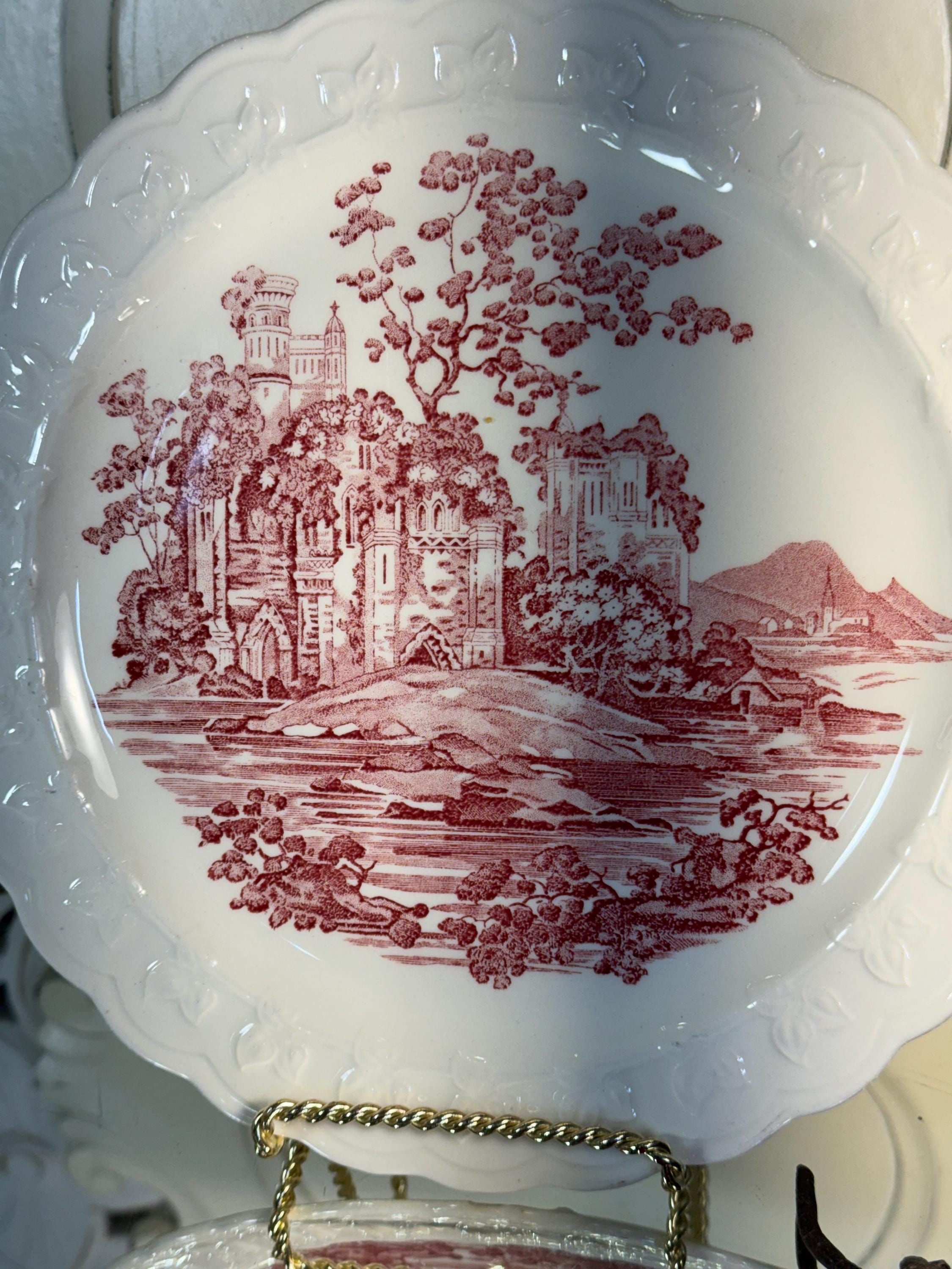 Taylor Smith Taylor ~ English Abbey ~ Red & White China ~ Vintage