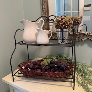 Vintage Longaberger Wrought Iron Basket Shelf: 2-Tier Display Rack