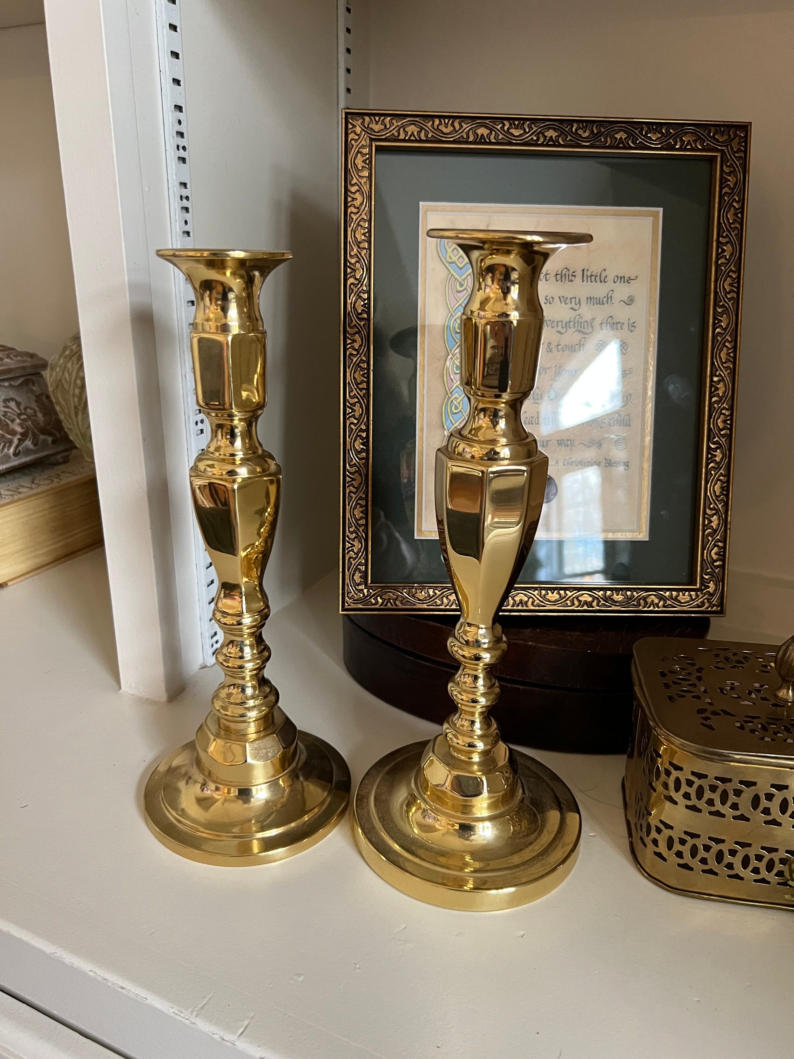 Tall Baldwin Brass Candlestick Holders - Lacquered Brass Decor - Etsy
