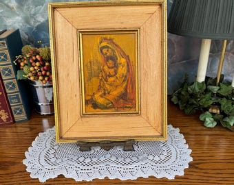 Vintage Italian Style Madonna and Child Framed Artwork