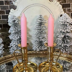 Beautiful Pair of Brass Chamberstick Candleholders ~ Brass Candlestick Holders Set of 2 ~ Finger loop Candlesticks